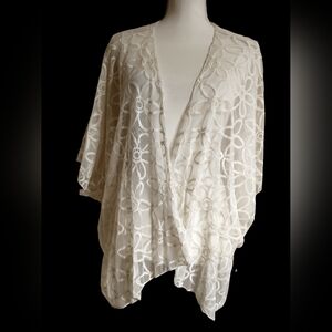 Ivory Floral Lace Open Front Cardigan